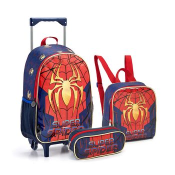 Kit-Mochila-Carrinho---Lancheira---Estojo-Marinho-Kids-Super-Spider-|-Seanite-Tamanho--UN---Cor--MARINHO-0